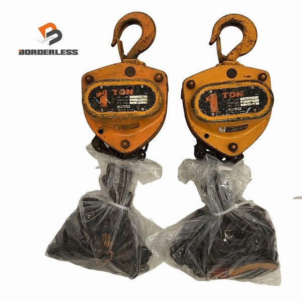 ☆中古品2個セット☆KITO キトー チェーンブロック CB010 M3形 荷重1.0ton/1ton 揚程2.5m 手動式 チェンブロック 吊り具 荷揚げ135819 - 1