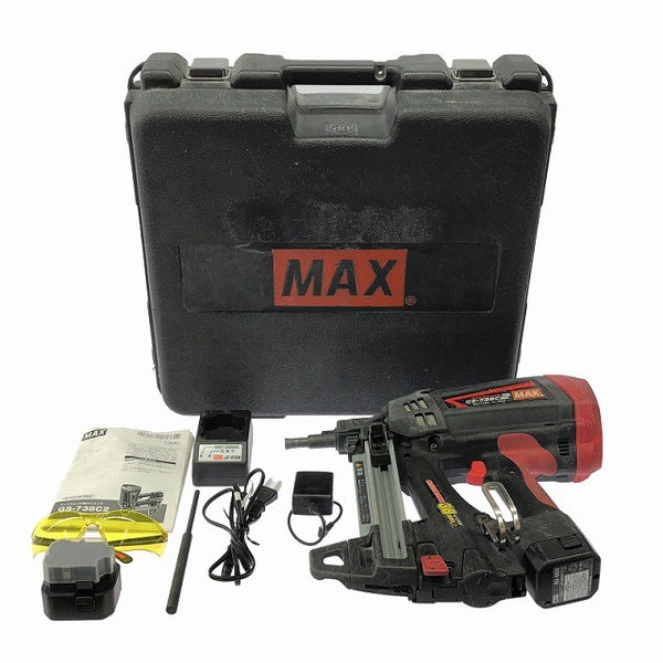 ☆中古品☆MAX マックス ガスネイラ GS-738C2 バッテリ2個(6V1.5Ah) 充電器 ケース付 充電式 ガス式鋲打ち機 ガスピンネイラ127936 - 3