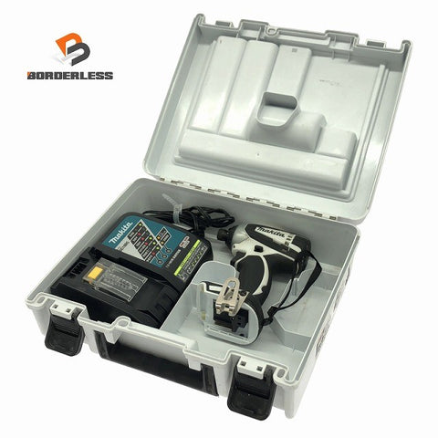 ☆比較的綺麗☆makita マキタ 14.4V 充電式インパクトドライバー TD134DX2 白/ホワイト 充電器 ケース付 コードレス バッテリー式129437