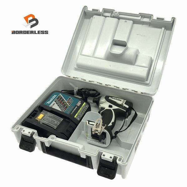 ☆比較的綺麗☆makita マキタ 14.4V 充電式インパクトドライバー TD134DX2 白/ホワイト 充電器 ケース付 コードレス バッテリー式129437 - 1