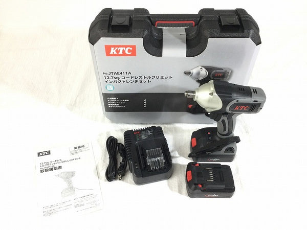 ☆未使用品☆KTC 京都機械工具 コードレストルクリミットインパクトレンチセット JTAE411A バッテリ2個 充電器 ケース付き116894 - 3