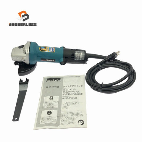 ☆極美品☆makita マキタ 100V 100mm ディスクグラインダー 9533BLA コード式 ディスクサンダー 研磨 研削 切削 切断127870