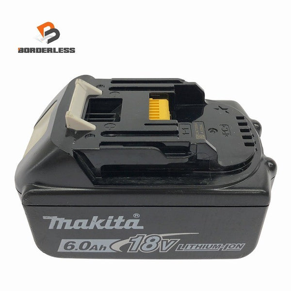 ☆中古品 充電回数14回☆makita マキタ 18V 6.0Ah 純正 リチウムイオンバッテリー BL1860B 残量表示付 雪マーク135743 - 1