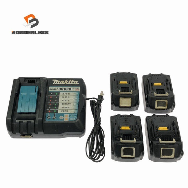 ☆中古品 5点セット☆makita マキタ 18V 6.0Ah 純正 リチウムイオンバッテリー BL1860B×4台 急速充電器 DC18RF136119 - 1