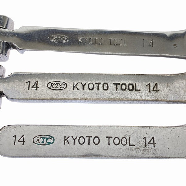 ☆中古品3本セット☆KTC 京都機械工具 首振りラチェットめがねレンチ MRF-14 14mm フレックス ラチェットメガネレンチ ハンドツール131416 - 8