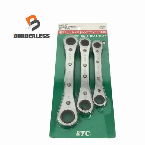 ☆未使用品☆KTC 板ラチェットメガネレンチセット 3本組 RM03 (RM-14X17/12X14/10X12) 板ラチェットめがねレンチ ギアレンチ