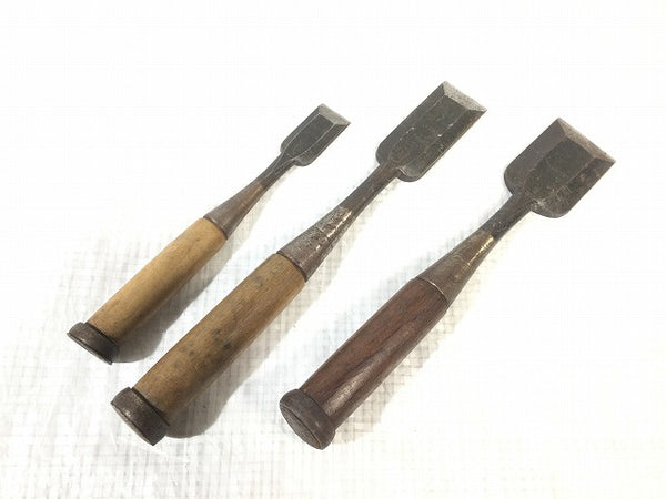 ☆中古品☆瓢箪 ひょうたん印 追い入れ鑿 9本セット 1分/3mm～1寸6分/48mm 追入れ鑿 叩き鑿 ノミ のみ 大工道具 木材加工111144 - 9