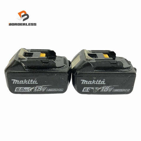☆中古品2点セット☆makita マキタ 18V 6.0Ah 純正 リチウムイオンバッテリー BL1860B×2 残量表示付 雪マーク 蓄電池132930