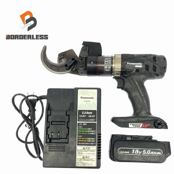 ☆中古品☆Panasonic パナソニック 18V 充電ケーブルカッター EZ45A7 バッテリ1個(18V 5.0Ah)充電器付 電気工事 コードレス 切断137130 - 1