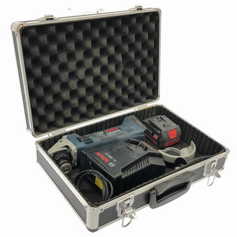 ☆中古品☆ BOSCH ボッシュ 100mm 充電式ディスクグラインダ GWS18V-LI 本体+バッテリー1個(3.0Ah)充電器+パーツ+ケース136671 - 0