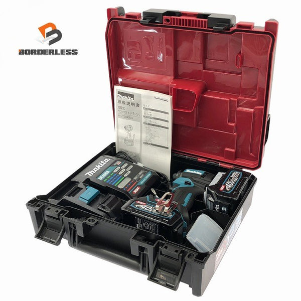 ☆未使用品☆makita マキタ 40Vmax 充電式インパクトドライバ TD005GRDX 青/ブルー バッテリ2個(2.5Ah) 充電器 ケース付132936 - 1