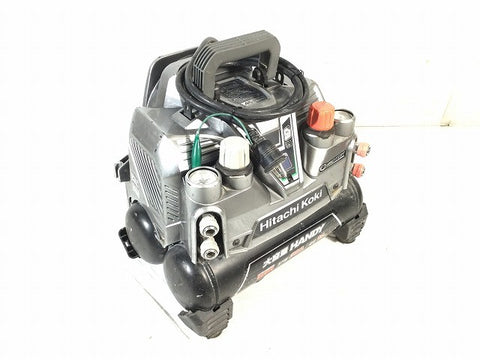☆中古品☆HITACHI 日立工機 100V 8L 常圧/高圧 エアコンプレッサー EC1245H2 高圧/常圧エアホース付き エアツール 大工道具114387 - 0