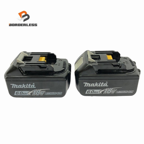 ☆中古品2個セット☆makita マキタ 18V 6.0Ah 純正 リチウムイオンバッテリー BL1860B 残量表示付 急速充電対応 蓄電池 充電池 雪マーク135736 - 1
