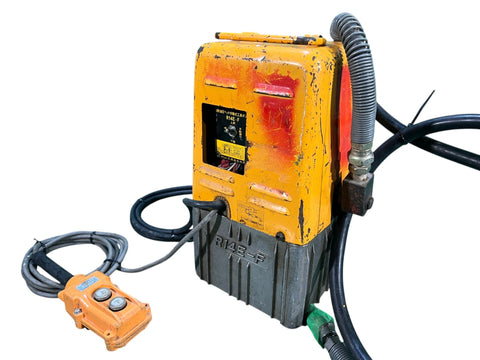 ☆中古品☆IZUMI イズミ 泉精器 100V 電動油圧式ポンプ R14E-F 本体+リモコン 機動油圧ヘッド分離式工具 ポンプ部 電動油圧ポンプ130401 - 0