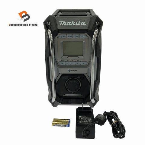 ☆中古美品☆makita マキタ 40Vmax 充電式ラジオ MR002G 黒 本体＋ACアダプタ付 Bluetooth対応 コードレス 現場ラジオ 作業ラジオ130907