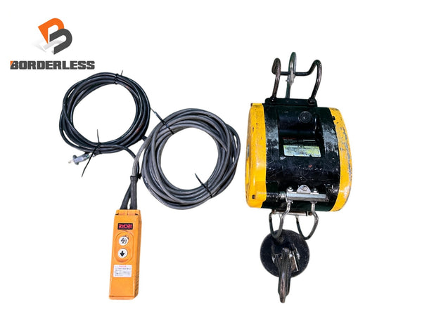 ☆中古品☆RYOBI リョービ 100V 小型ウインチ WI-125 リモコン付 荷重130kg 揚程30m 電動ホイスト 電動ウインチ 電動ウィンチ130481 - 1