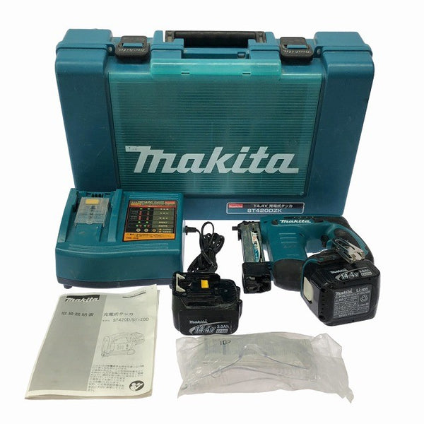 ☆中古品☆makita マキタ 14.4V 充電式タッカ ST420D バッテリ2個(3.0Ah)充電器 ケース付き コードレス タッカー130446 - 3