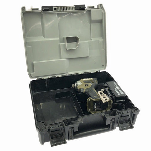 ☆中古品☆makita マキタ 18V 充電式インパクトドライバー TD173D オリーブ バッテリ1個(18V6.0Ah) ケース付 コードレス131847 - 0
