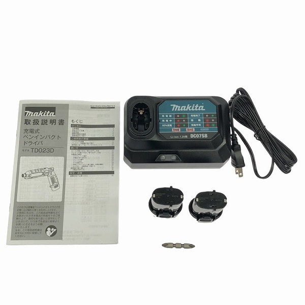 ☆未使用品☆makita マキタ 7.2V 充電式ペンインパクトドライバー TD023DSHXO オリーブ バッテリ2個(1.5Ah) 充電器 ケース付136427 - 9