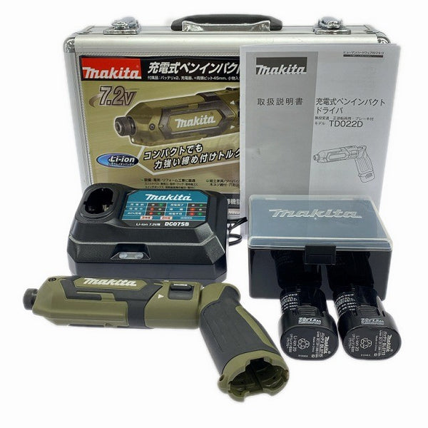 ☆美品☆makita マキタ 7.2V 充電式ペンインパクトドライバー TD022DSHXO オリーブ バッテリ2個(7.2V1.5Ah) 充電器 ケース129930 - 3