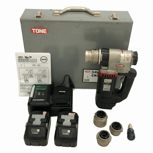 ☆中古美品☆TONE トネ 36V コードレス建方1番 CKS250 幅211mm シャーレンチ バッテリー2個(BSL36B18)充電器+パーツ+ケース133803 - 3