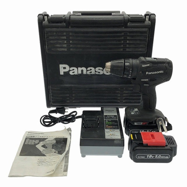 ☆中古品☆Panasonic パナソニック 14.4V/18V 充電振動ドリル＆ドライバー EZ79A3LJ2G-B 黒 バッテリ2個()18V5.0Ah) 充電器 ケース - 3