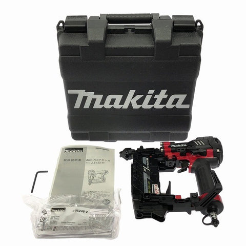 ☆未使用品☆ makita マキタ 高圧 フロアタッカー AT451H 赤 ケース付 MA線ステープル4mm フロア用 エアーツール130118 - 0