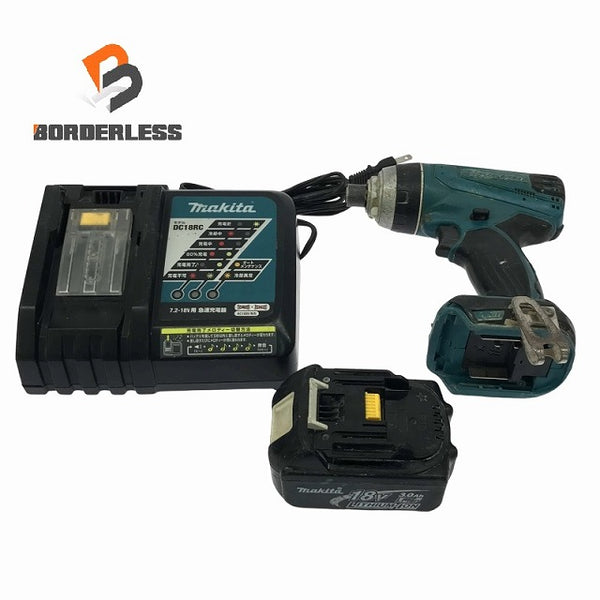 ☆中古品☆makita マキタ 18V 充電式4モードインパクトドライバー TP141D 青 バッテリ1個(18V3.0Ah) 充電器付 コードレス - 1