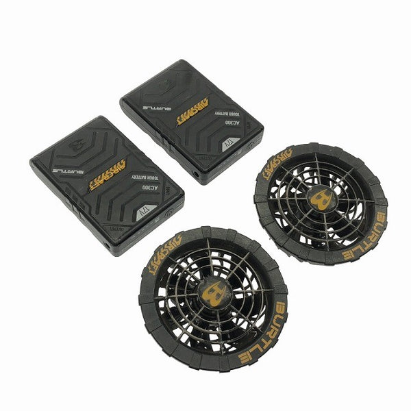 ☆中古品セット☆ BURTLE バートル 17V エアクラフトバッテリー AC300×2 ファンユニット AC310/311 黒 ファン/充電ケーブル117383 - 4