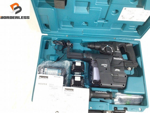 ☆未使用☆makita マキタ 18V 充電式ハンマドリル HR244DGXVB ブラック 集じんシステム(DX01) バッテリ2個(6.0Ah) 充電器 ケース付128114 - 1