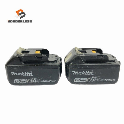 ☆中古品2点セット☆makita マキタ 18V 6.0Ah 純正リチウムイオンバッテリー BL1860B×2 急速 残量表示 LITHIUM-ION 雪マーク131960