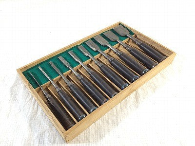 ☆未使用 保管品☆鑿/ノミ/のみ 木目打 錦龍 摂津住人 政男道人 全10本セット 大工道具 追入れ鑿 追入れノミ 叩き鑿 叩きノミ - 3