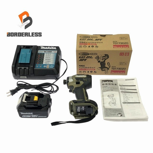 ☆極美品☆makita マキタ 18V 充電式インパクトドライバー TD173D オリーブ バッテリ1個(18V6.0Ah) 充電器付 コードレス116446 - 1