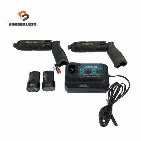 ☆中古品☆makita マキタ 7.2V 充電式ペンインパクトドライバー TD022D 黒/ブラック 本体2個+バッテリ2個(1.5Ah) 充電器付130416