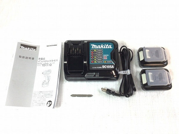 ☆未使用品☆ makita マキタ 10.8V 充電式インパクトドライバ TD111DSHX バッテリー2個(10.8V 1.5Ah) 充電器 ケース付き コードレス - 9