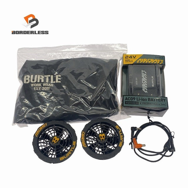 ☆比較的綺麗☆BURTLE バートル エアークラフト リチウムイオンバッテリー AC09 ファン AC370 充電器 空調作業服Mサイズ付き119276 - 1
