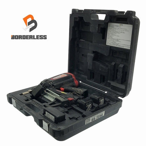 ☆中古品☆ MAX マックス 6V ガスネイラ GS-738C2 本体+バッテリー2個(6V 1.5Ah)充電器+パーツ+ケース リフォーム 鉄丸 釘/クギ113401