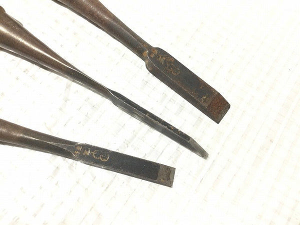 ☆中古品☆瓢箪 ひょうたん印 追い入れ鑿 9本セット 1分/3mm～1寸6分/48mm 追入れ鑿 叩き鑿 ノミ のみ 大工道具 木材加工111144 - 4