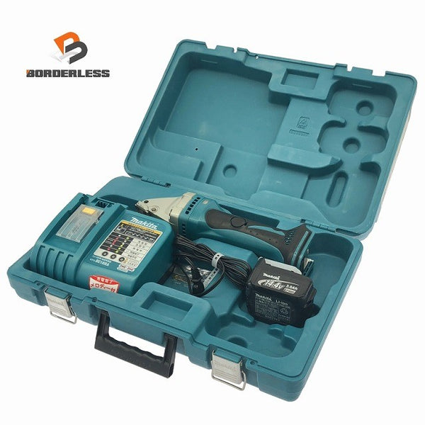 ☆比較的綺麗☆makita マキタ 14.4V 充電式ストレートシャー JS160DRF バッテリー 14.4V3.0Ah 充電器(DC18RA) 鉄板切り116800 - 1