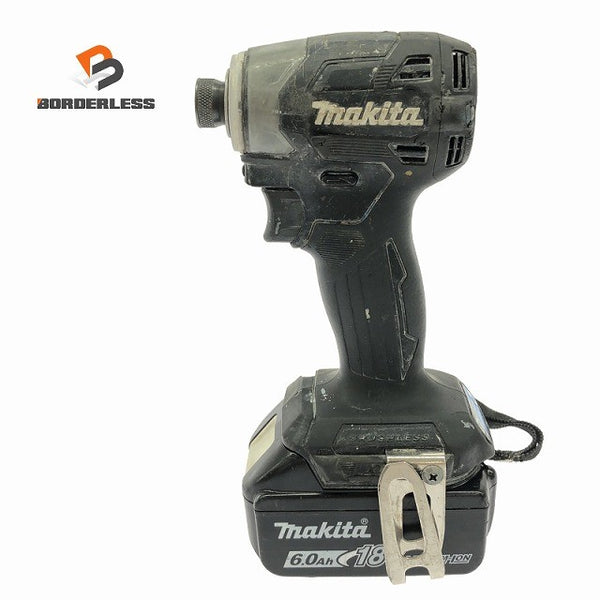 ☆中古品☆makita マキタ 18V 充電式インパクトドライバー TD173D 黒 バッテリ1個(6.0Ah)付 コードレス バッテリー式132290 - 1