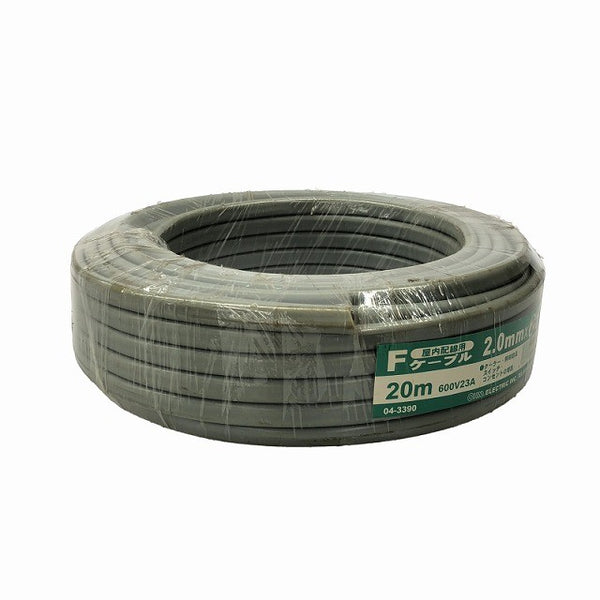 ☆長期保管未使用品☆OHM オーム電機 屋内配線用 Fケーブル 2.0mm×２芯 20m 04-3390 600V 23A VVFケーブル 平形ケーブル 電線130786 - 3