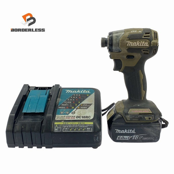 ☆中古品☆makita マキタ 18V 充電式インパクトドライバー TD173D オリーブ バッテリー1個(18V 6.0Ah) 充電器付 締付け130054 - 1