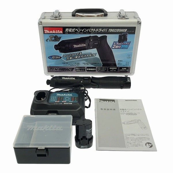 ☆極美品☆makita マキタ 7.2V 充電式ペンインパクトドライバー TD022DSHXB 黒/ブラック バッテリ2個(1.5Ah) 充電器 ケース付 116091 - 3
