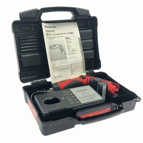 ☆未使用品☆Panasonic パナソニック 3.6V 充電スティックドリルドライバー EZ7410LA2SR1 赤 バッテリ2個(1.5Ah) 充電器 ケース138479 - 0