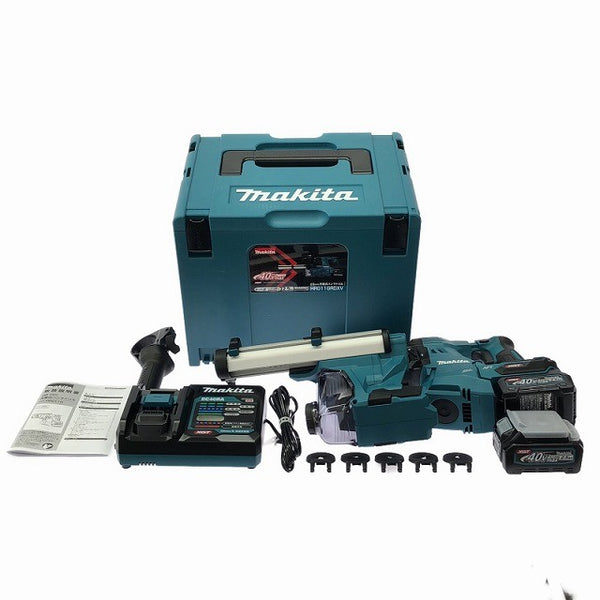 ☆未使用品☆makita マキタ 40Vmax 28mm 充電式ハンマドリル HR011GRDXV バッテリ2個(2.5Ah) 充電器 集じんシステム ケース付134039 - 3