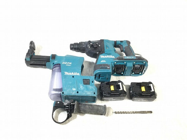 ☆比較的綺麗☆makita マキタ 18V+18V 36V 充電式ハンマドリル HR282DPG2V バッテリー2個(18V 6.0Ah) 充電器 集じんシステム付き132663 - 2