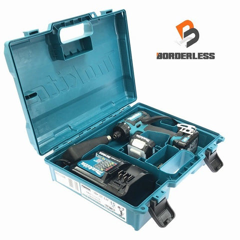 ☆極美品☆makita マキタ 10.8V 充電式ドライバドリル DF033DSHX 青/ブルー バッテリ2個(1.5Ah)充電器+ケース付 ドリルドライバー - 0