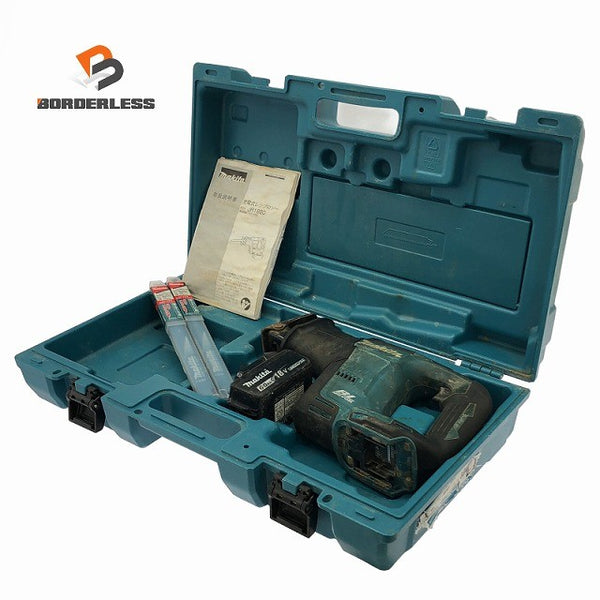 ☆中古品☆makita マキタ 18V 充電式レシプロソー JR188DZ バッテリ1個(18V6.0Ah) 純正替刃9本(未使用) ケース付135859 - 1