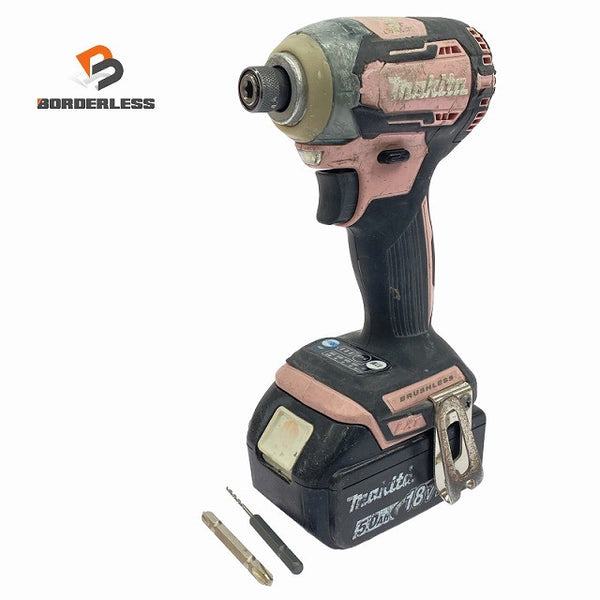 ☆中古品☆makita マキタ 18V インパクトドライバー TD170D ピンク 本体+バッテリー1個(18V5.0Ah) 締付け 電動工具 おまけ付♪130161 - 1
