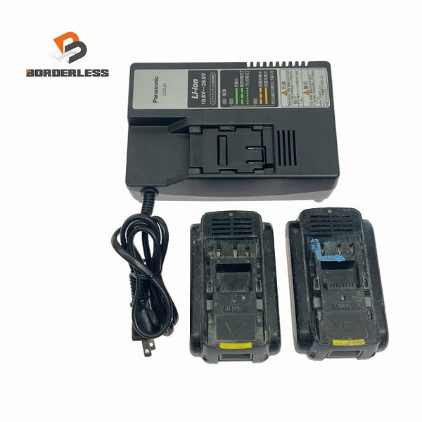 ☆中古品3点☆Panasonic パナソニック 14.4V 4.2Ah 純正 リチウムイオン電池パック EZ9L45 ×2台 充電器 EZ0L81付き バッテリー122395 - 1